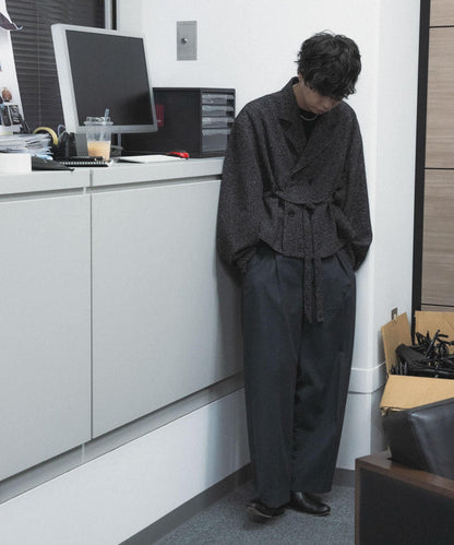 『わたべ×SOP』『套裝可搭配』粗花呢雙排扣短款西裝夾克