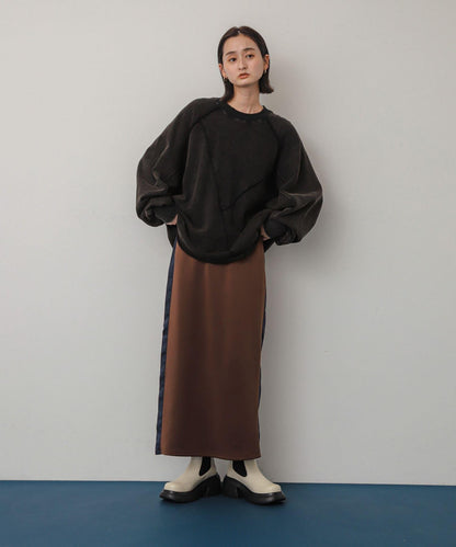 緞面拼接線條半身裙