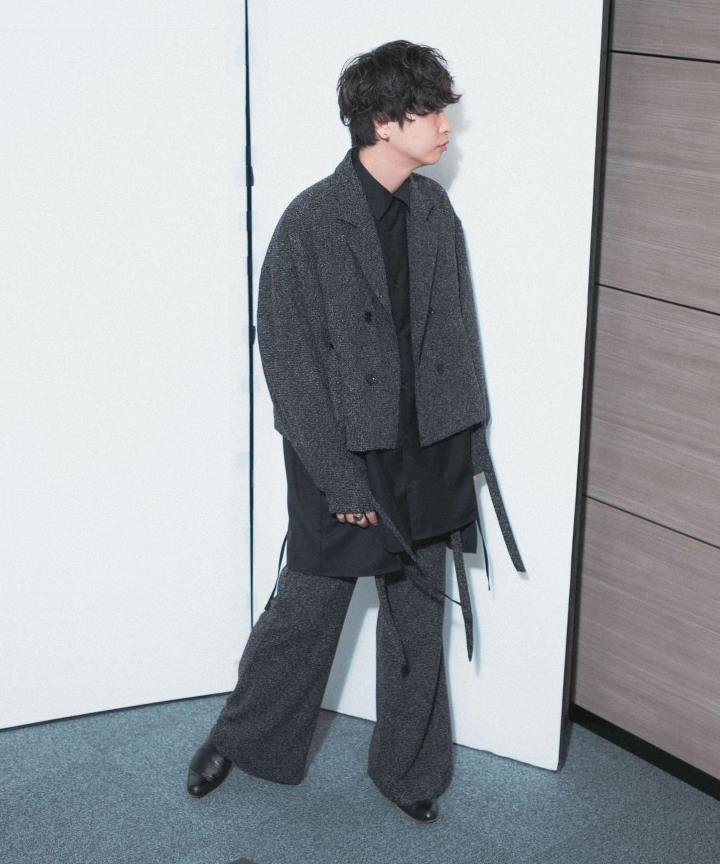 『わたべ×SOP』『套裝可搭配』粗花呢雙排扣短款西裝夾克