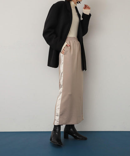 緞面拼接線條半身裙