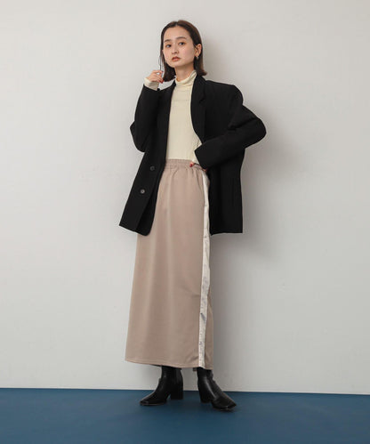 緞面拼接線條半身裙