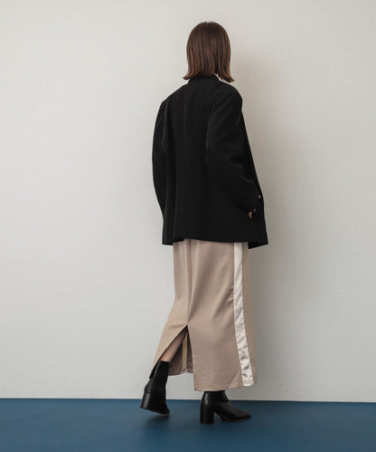 緞面拼接線條半身裙