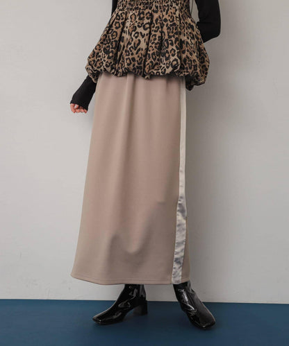 緞面拼接線條半身裙