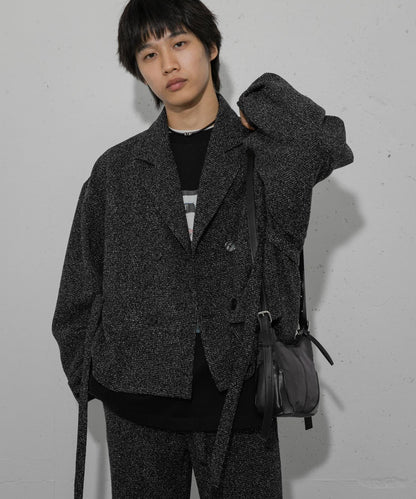 『わたべ×SOP』『套裝可搭配』粗花呢雙排扣短款西裝夾克