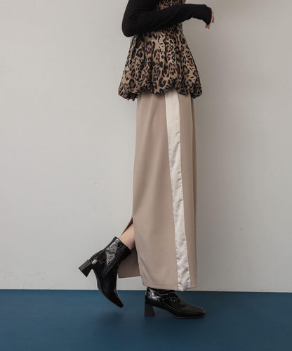 緞面拼接線條半身裙