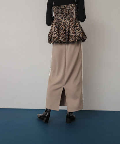 緞面拼接線條半身裙