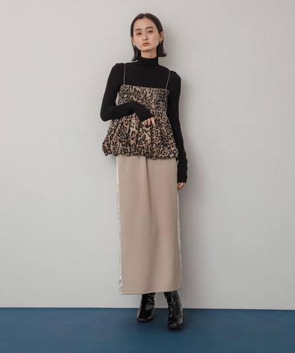 緞面拼接線條半身裙