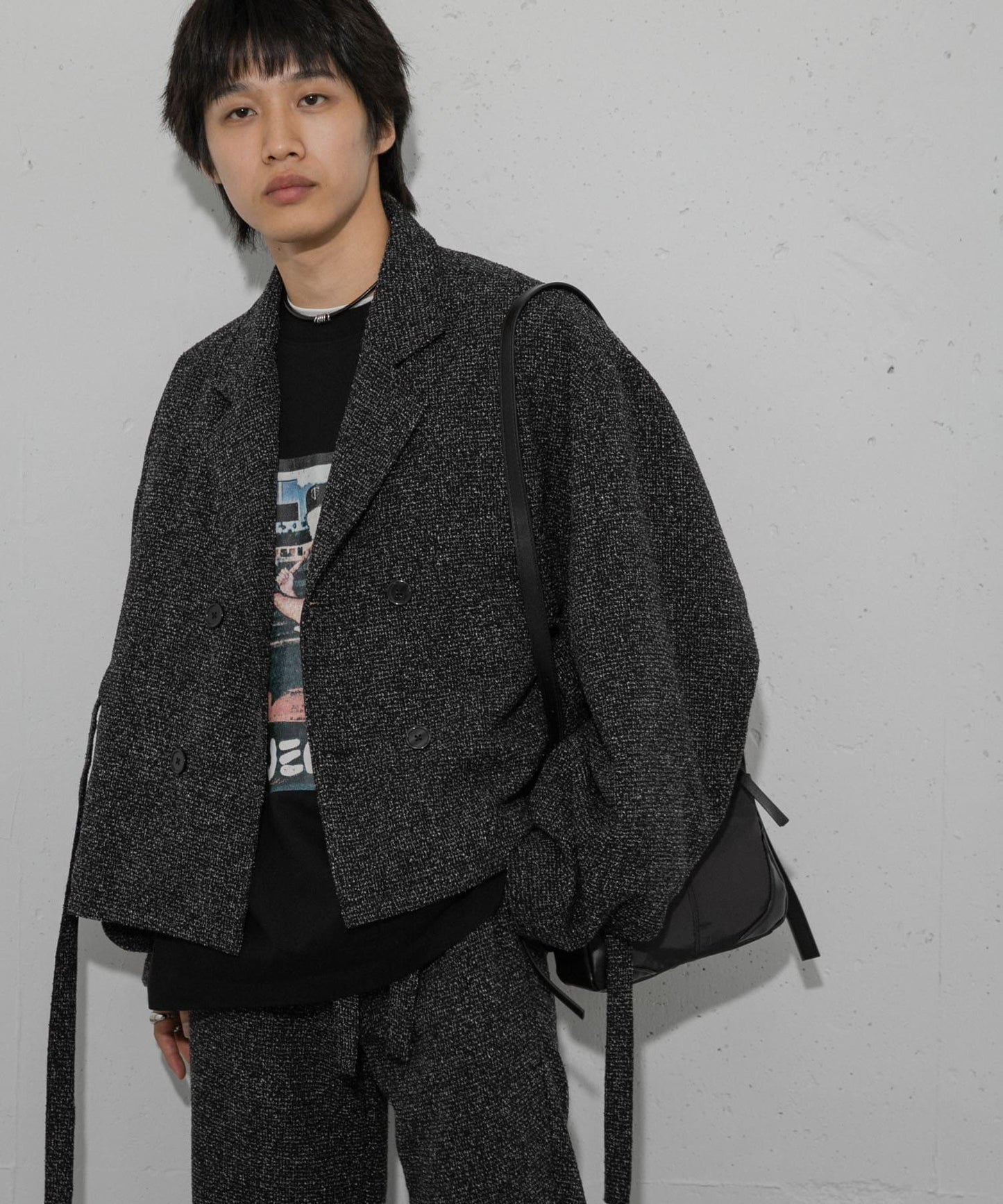 『わたべ×SOP』『套裝可搭配』粗花呢雙排扣短款西裝夾克