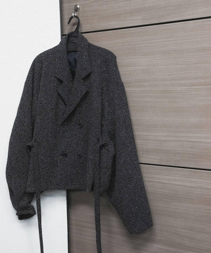 『わたべ×SOP』『套裝可搭配』粗花呢雙排扣短款西裝夾克