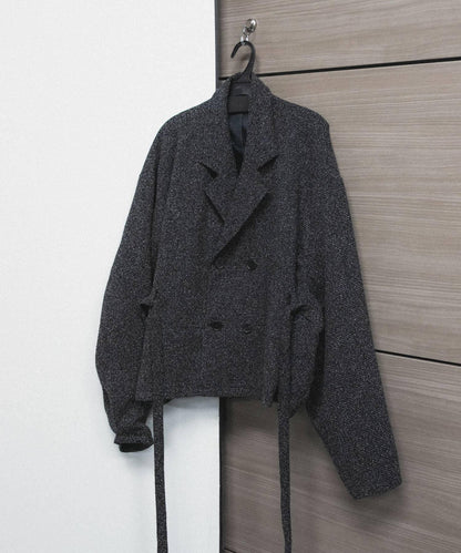 『わたべ×SOP』『套裝可搭配』粗花呢雙排扣短款西裝夾克