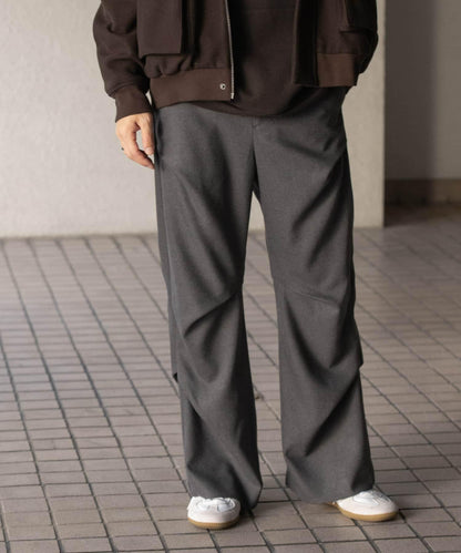 羊毛感隨機褶皺長褲