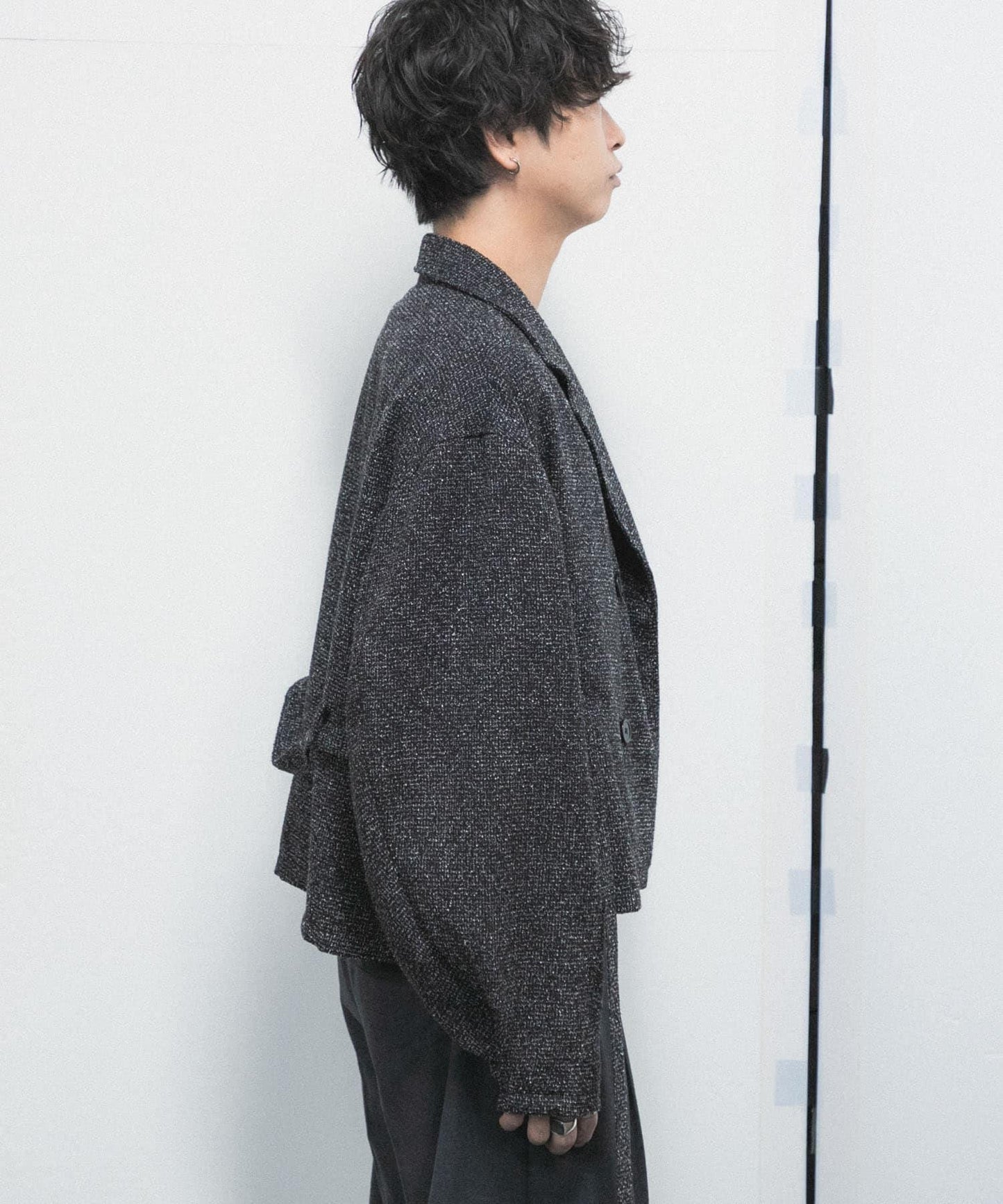 『わたべ×SOP』『套裝可搭配』粗花呢雙排扣短款西裝夾克