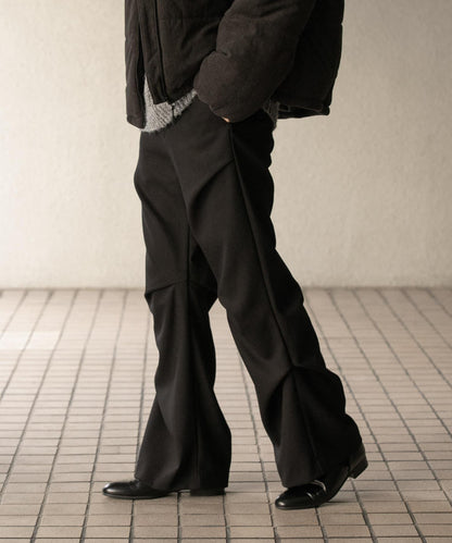 羊毛感隨機褶皺長褲