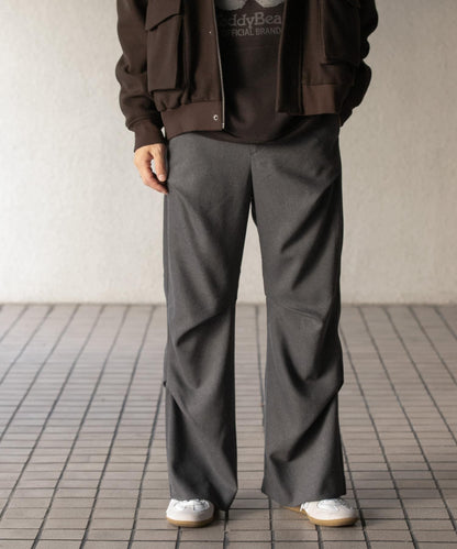 羊毛感隨機褶皺長褲