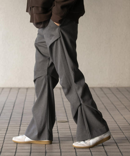 羊毛感隨機褶皺長褲