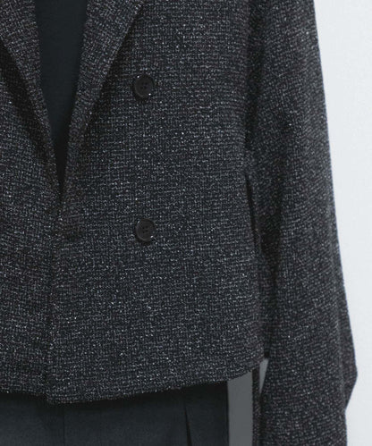 『わたべ×SOP』『套裝可搭配』粗花呢雙排扣短款西裝夾克