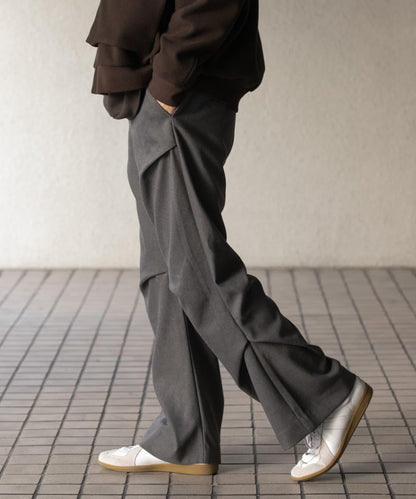 羊毛感隨機褶皺長褲