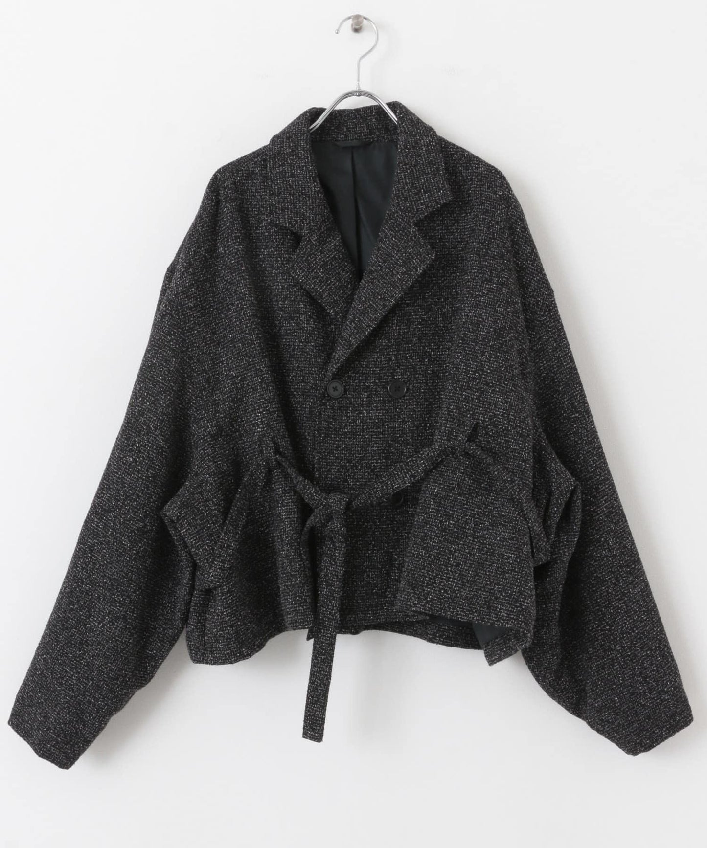 『わたべ×SOP』『套裝可搭配』粗花呢雙排扣短款西裝夾克