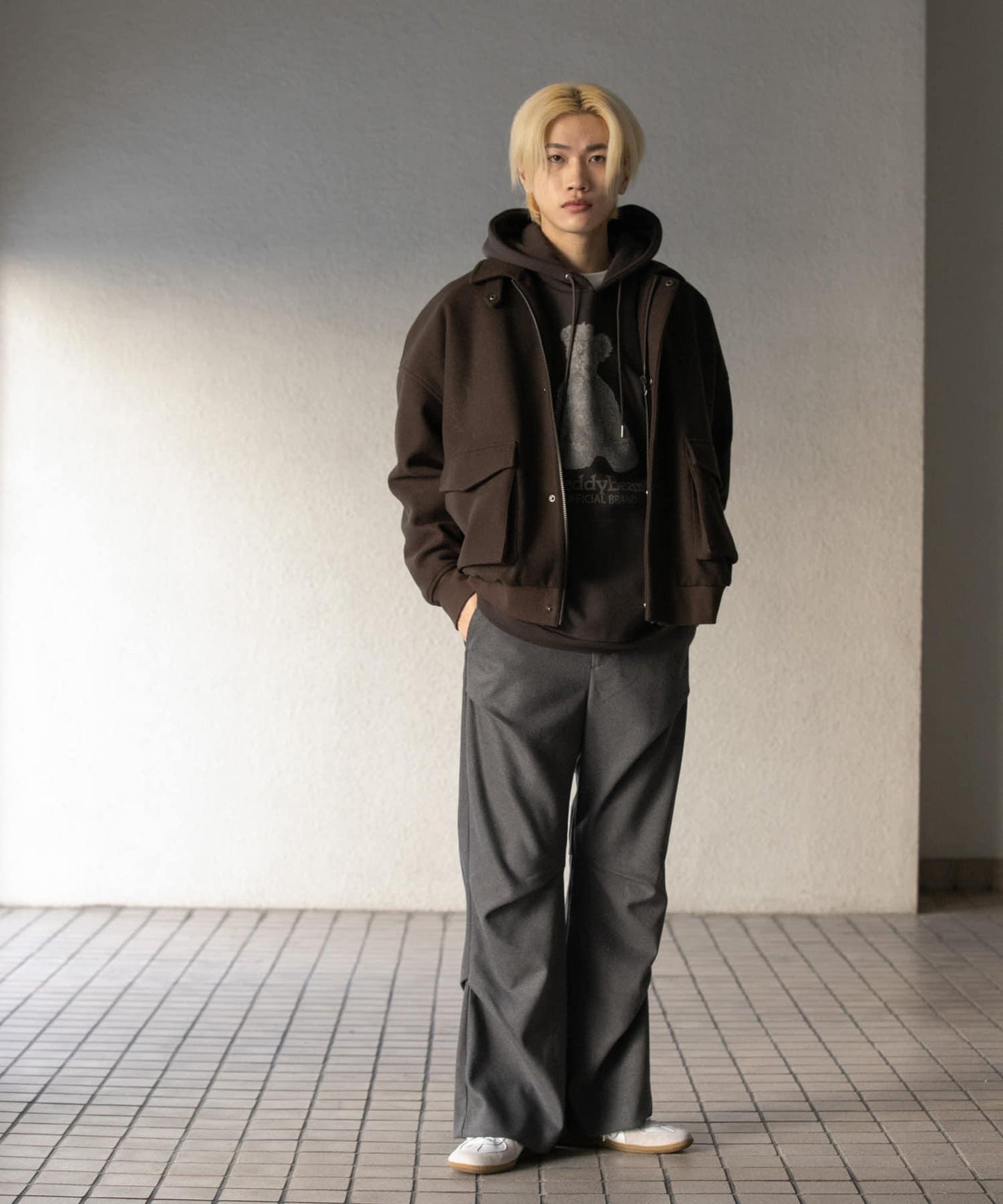 羊毛感隨機褶皺長褲