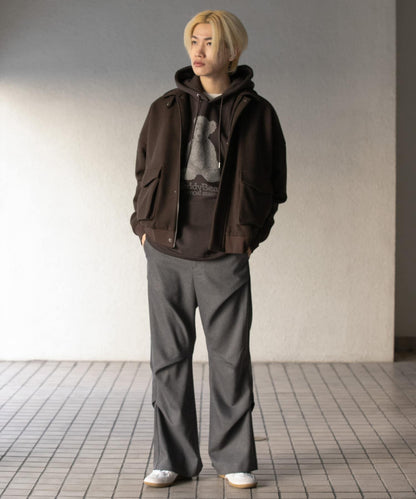 羊毛感隨機褶皺長褲