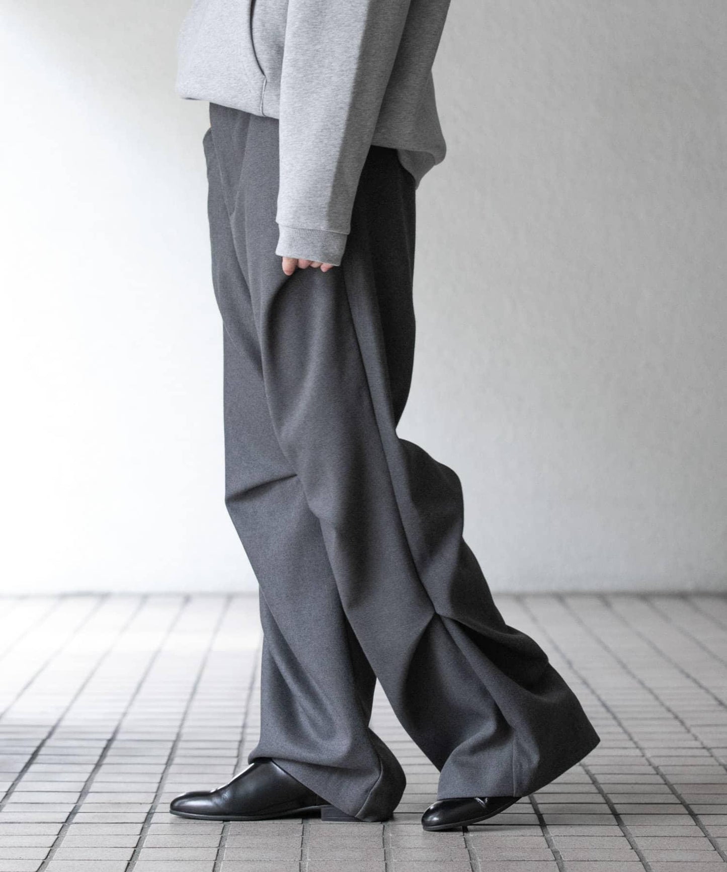 羊毛感隨機褶皺長褲