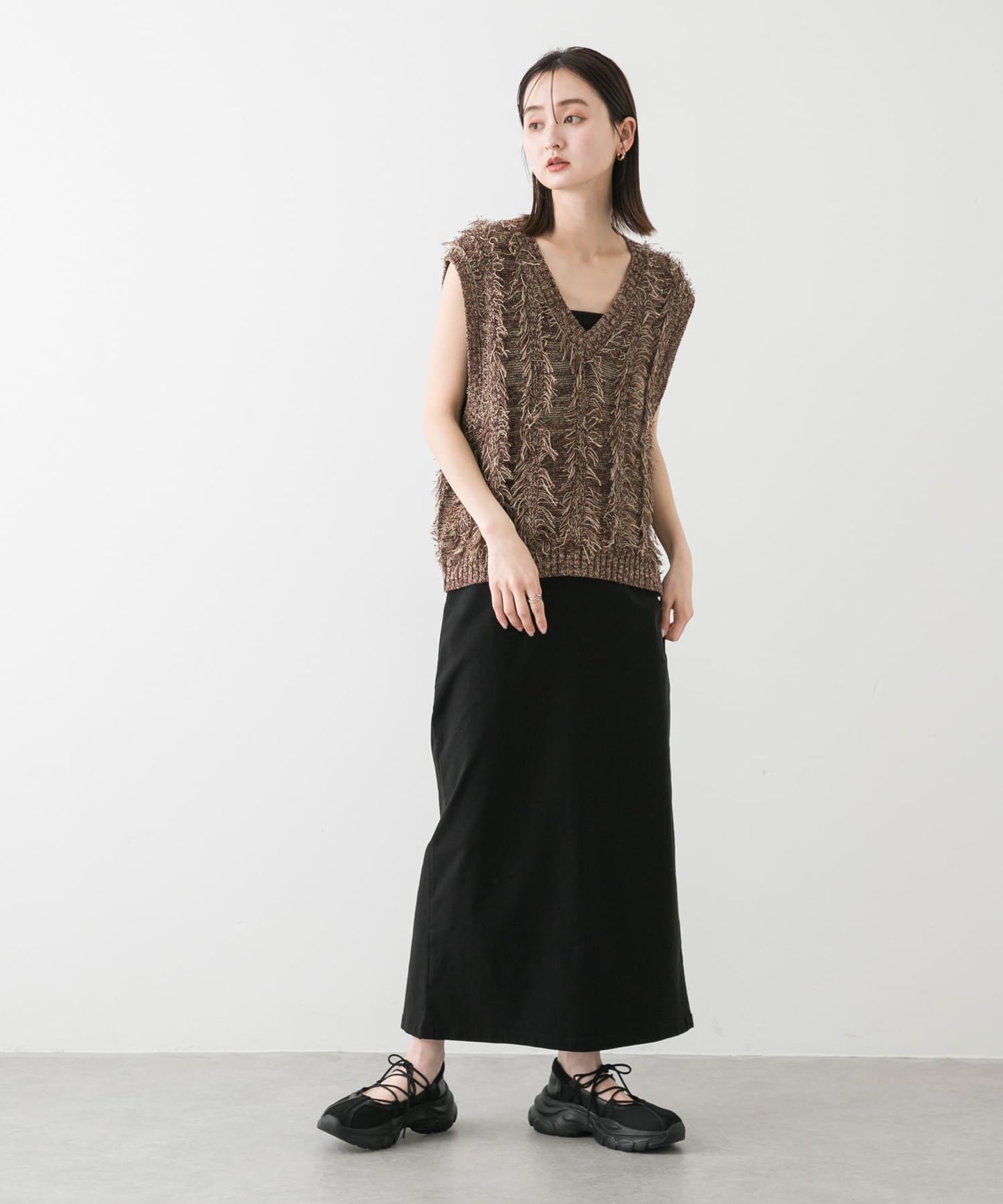 「/部分門店限定尺碼」彈力吊帶高腰裙