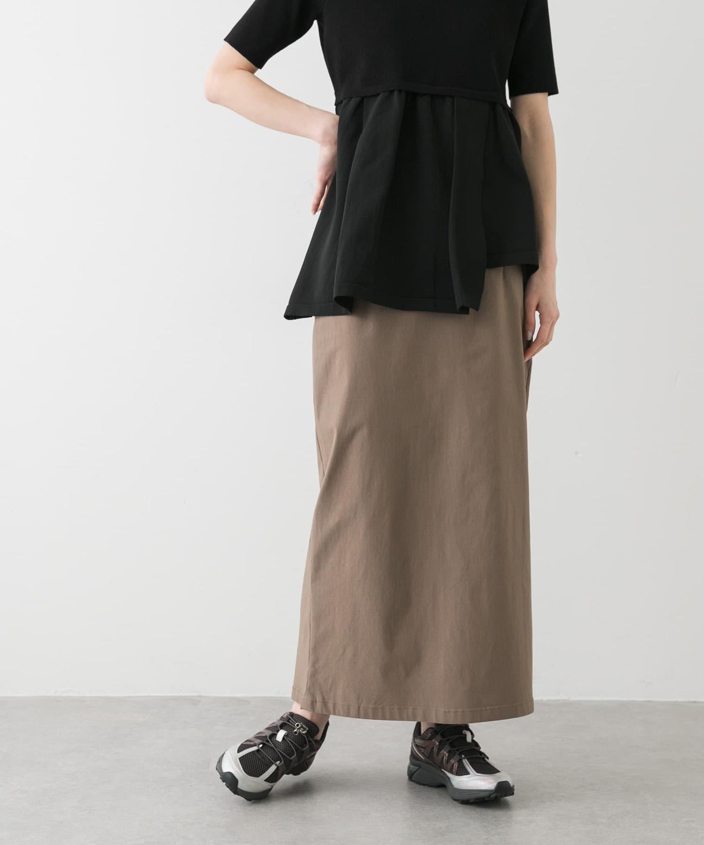 「/部分門店限定尺碼」彈力吊帶高腰裙