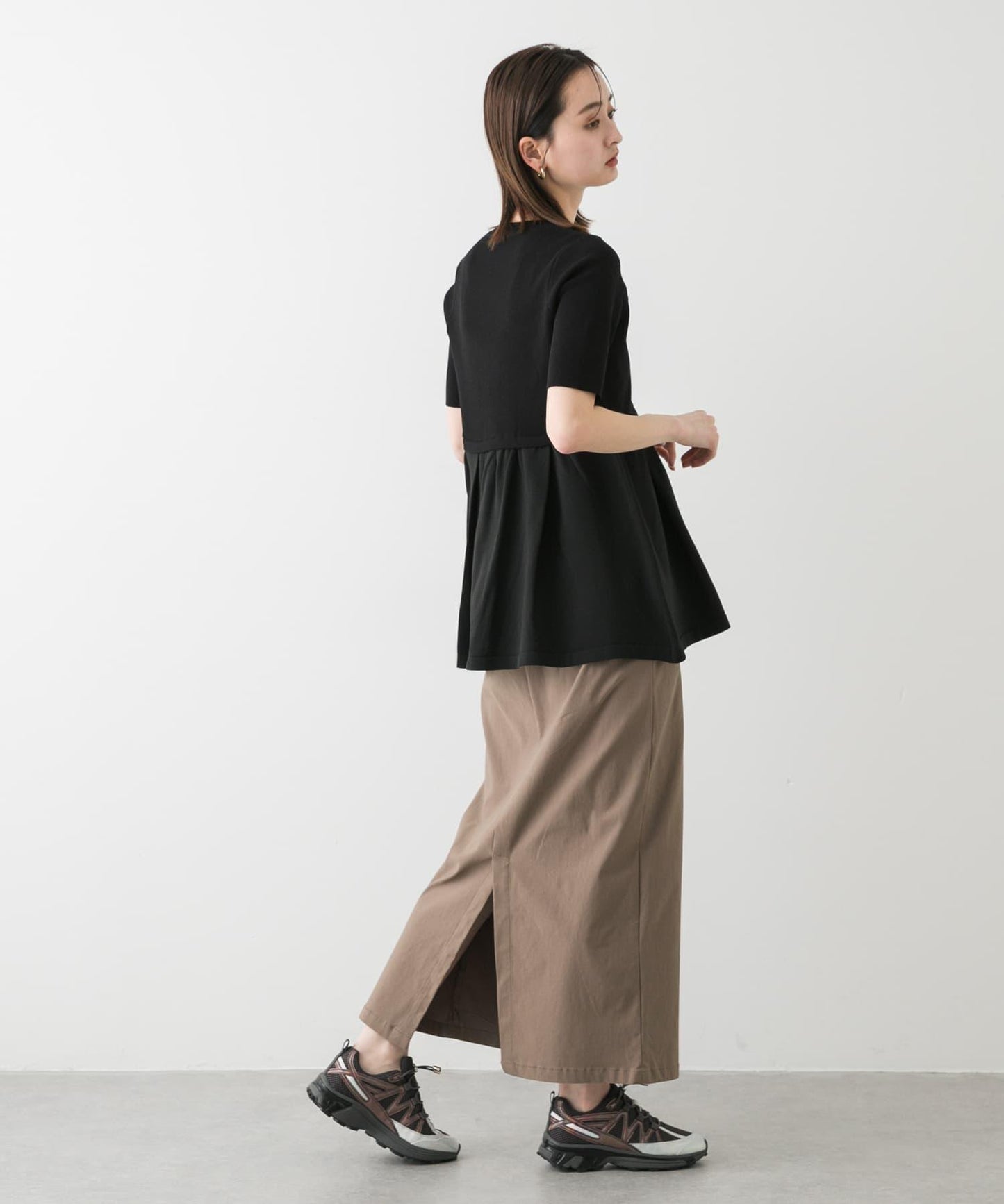 「/部分門店限定尺碼」彈力吊帶高腰裙