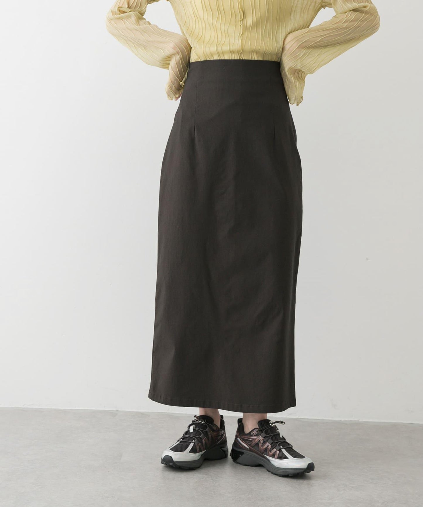 「/部分門店限定尺碼」彈力吊帶高腰裙