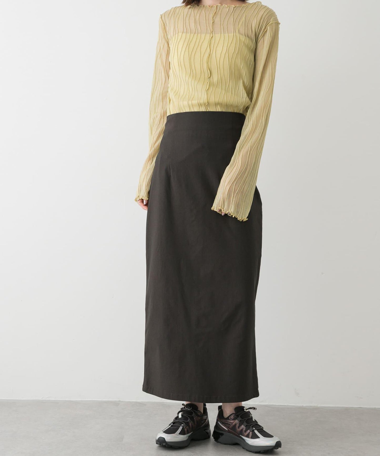 「/部分門店限定尺碼」彈力吊帶高腰裙