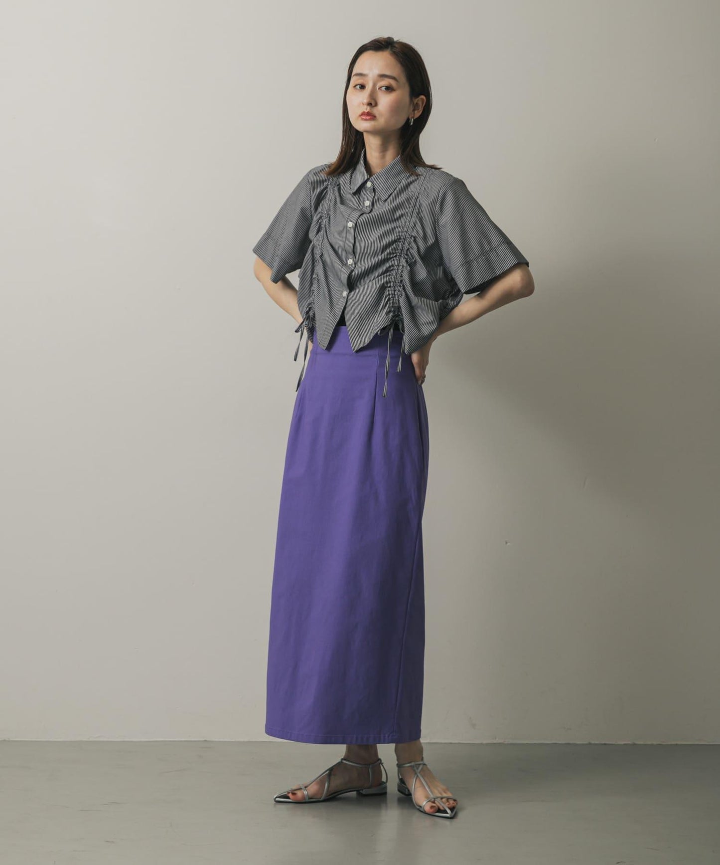 「/部分門店限定尺碼」彈力吊帶高腰裙