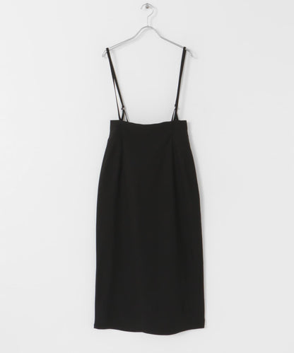 「/部分門店限定尺碼」彈力吊帶高腰裙