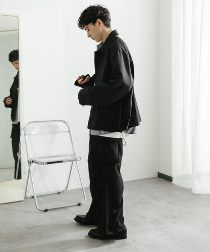 可搭配套裝雙口袋抽繩短夾克