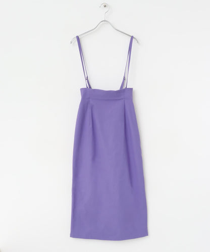 「/部分門店限定尺碼」彈力吊帶高腰裙