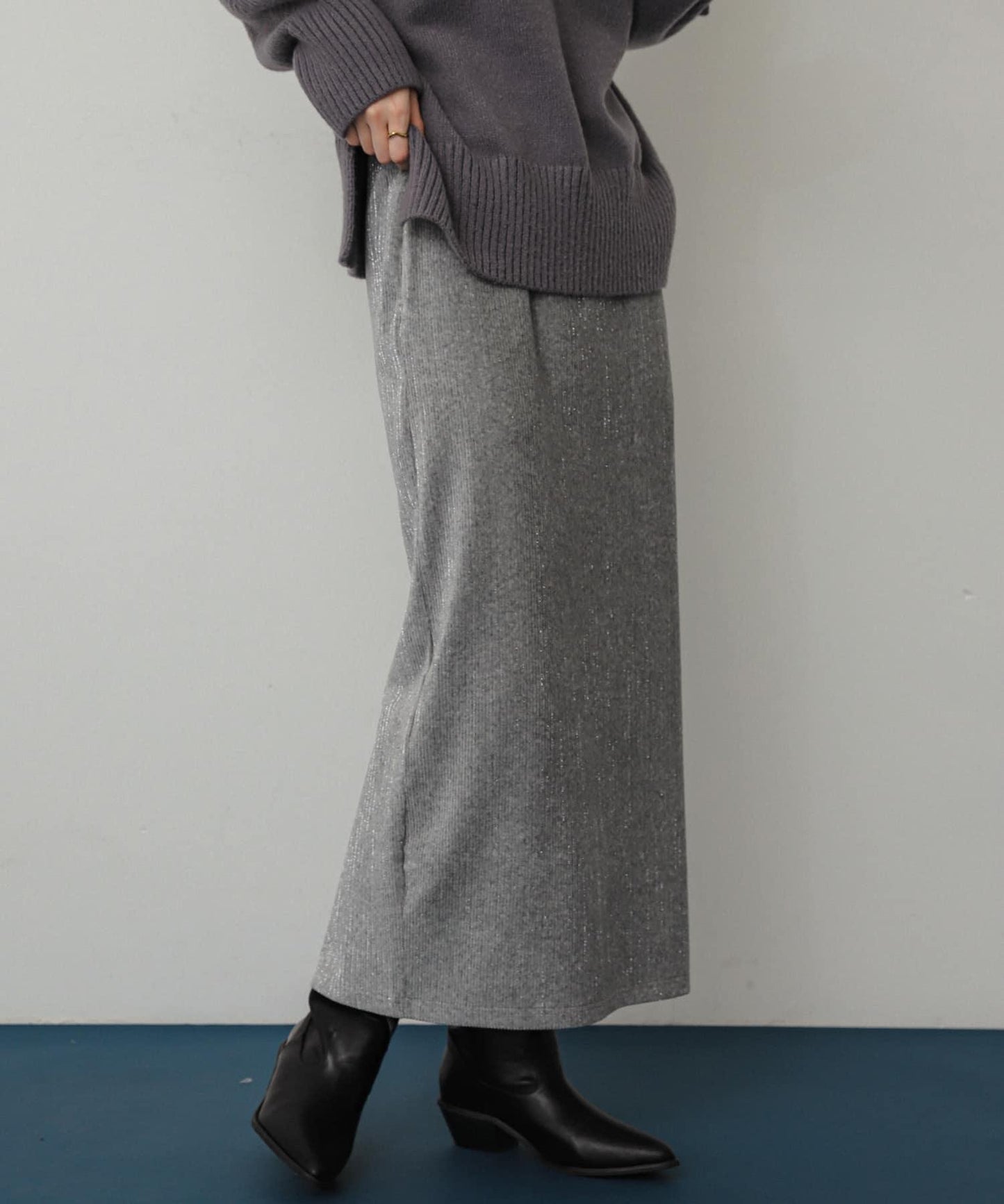 亮片燈芯絨修身半身裙