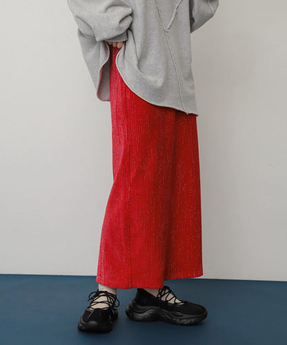 亮片燈芯絨修身半身裙