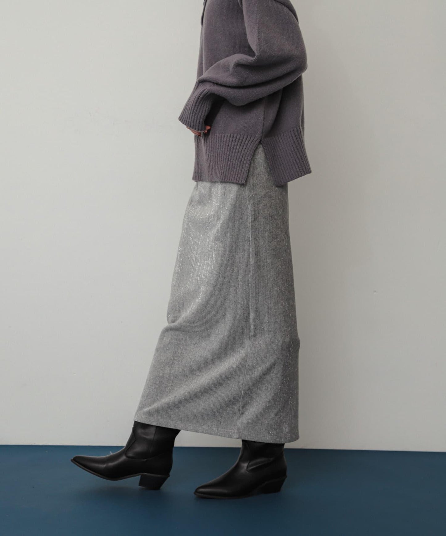 亮片燈芯絨修身半身裙