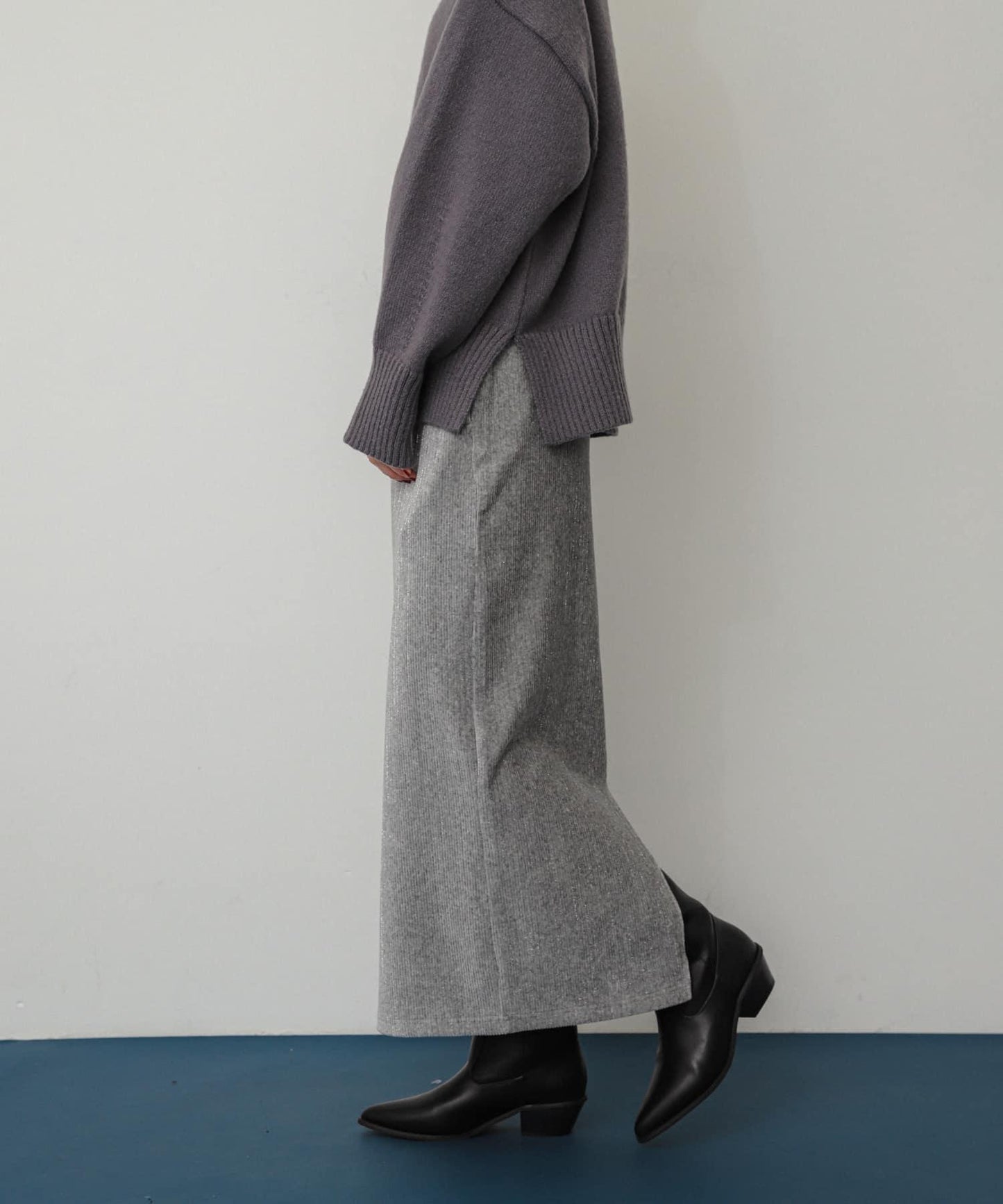 亮片燈芯絨修身半身裙