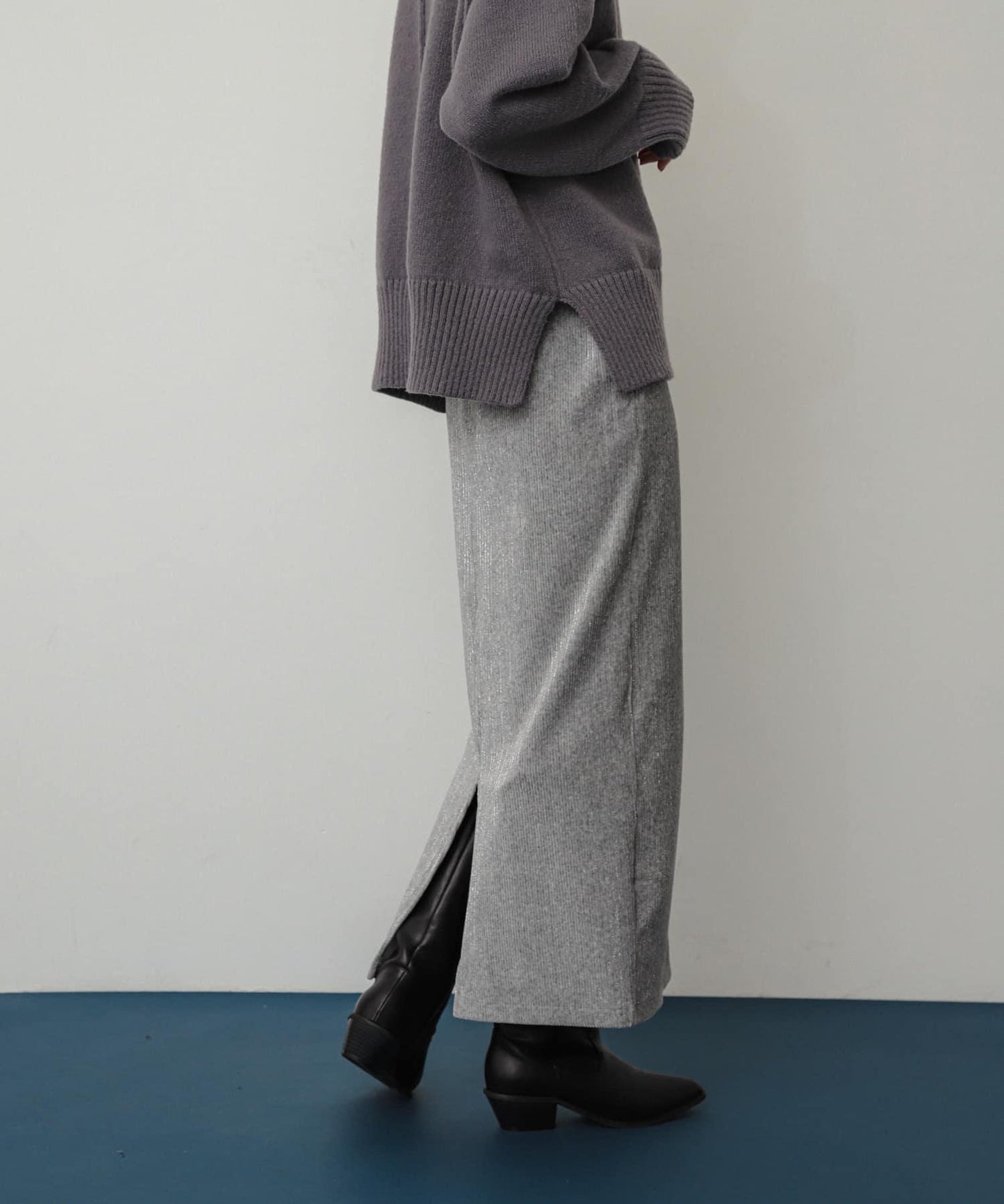 亮片燈芯絨修身半身裙