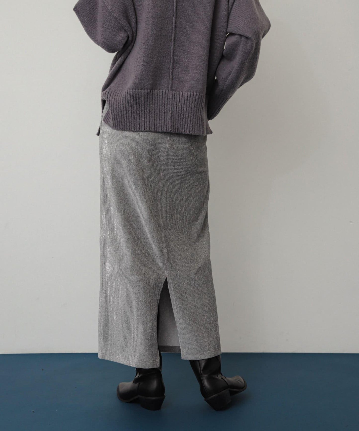 亮片燈芯絨修身半身裙