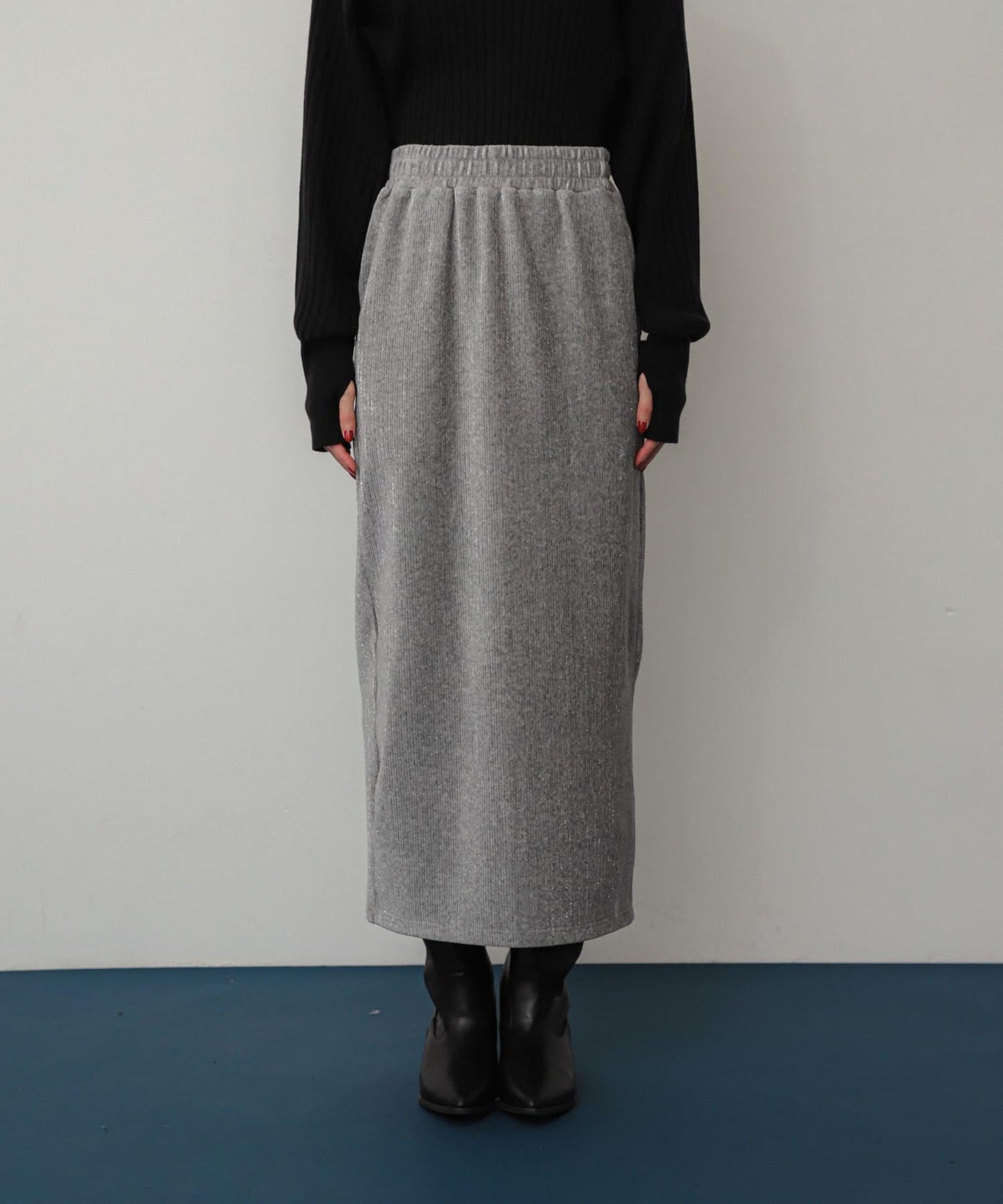 亮片燈芯絨修身半身裙