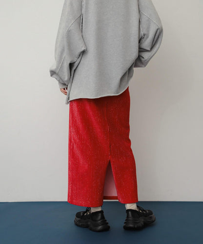 亮片燈芯絨修身半身裙