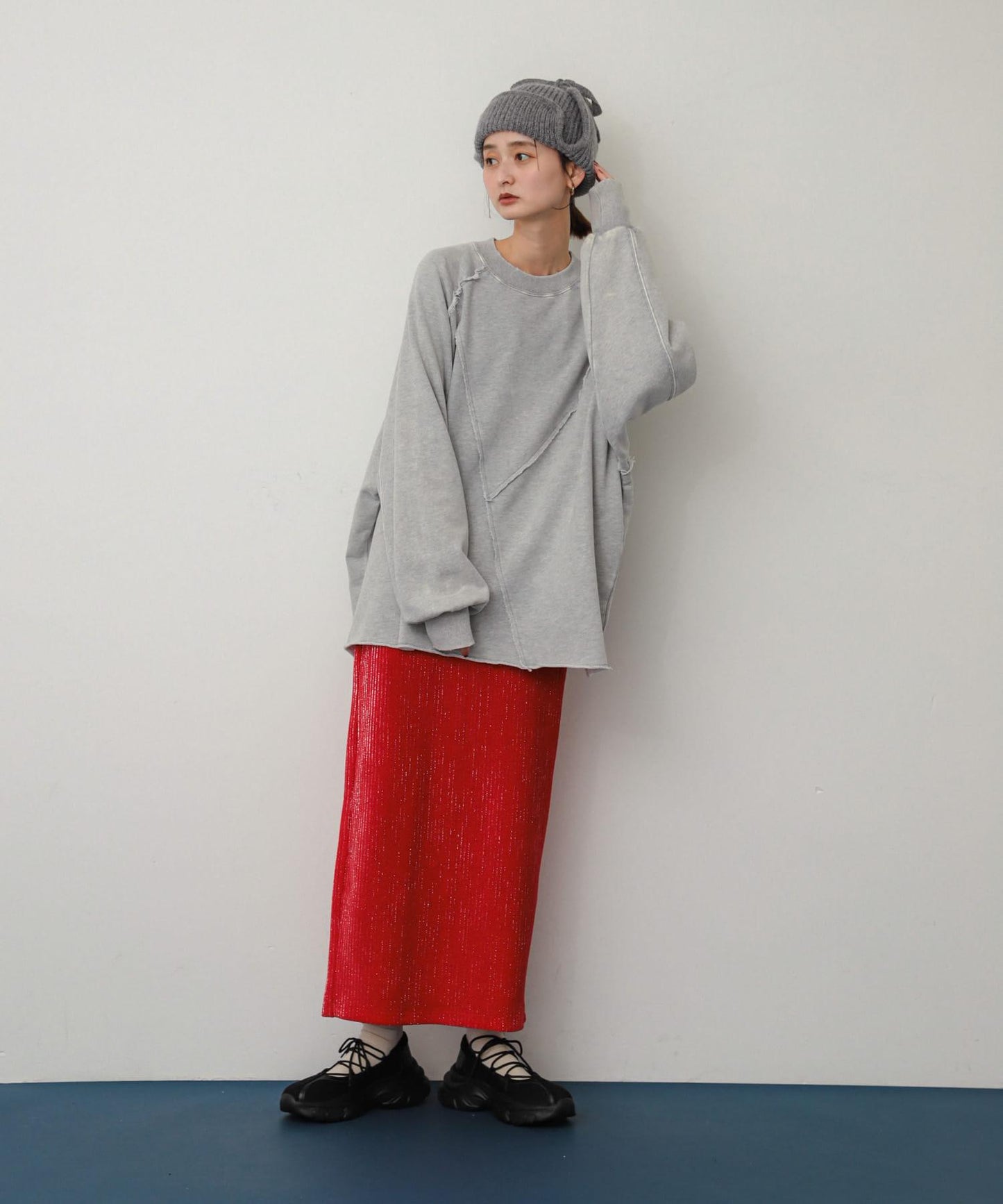 亮片燈芯絨修身半身裙