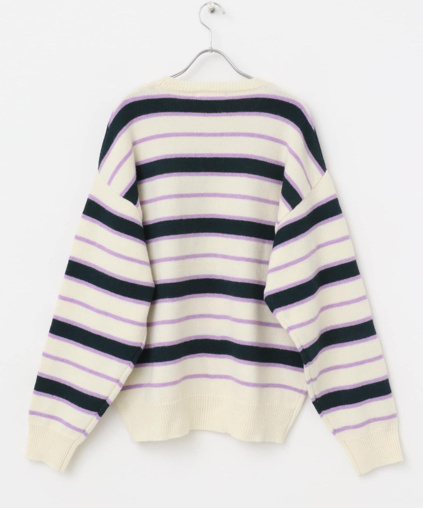 羊毛混紡條紋圓領針織衫