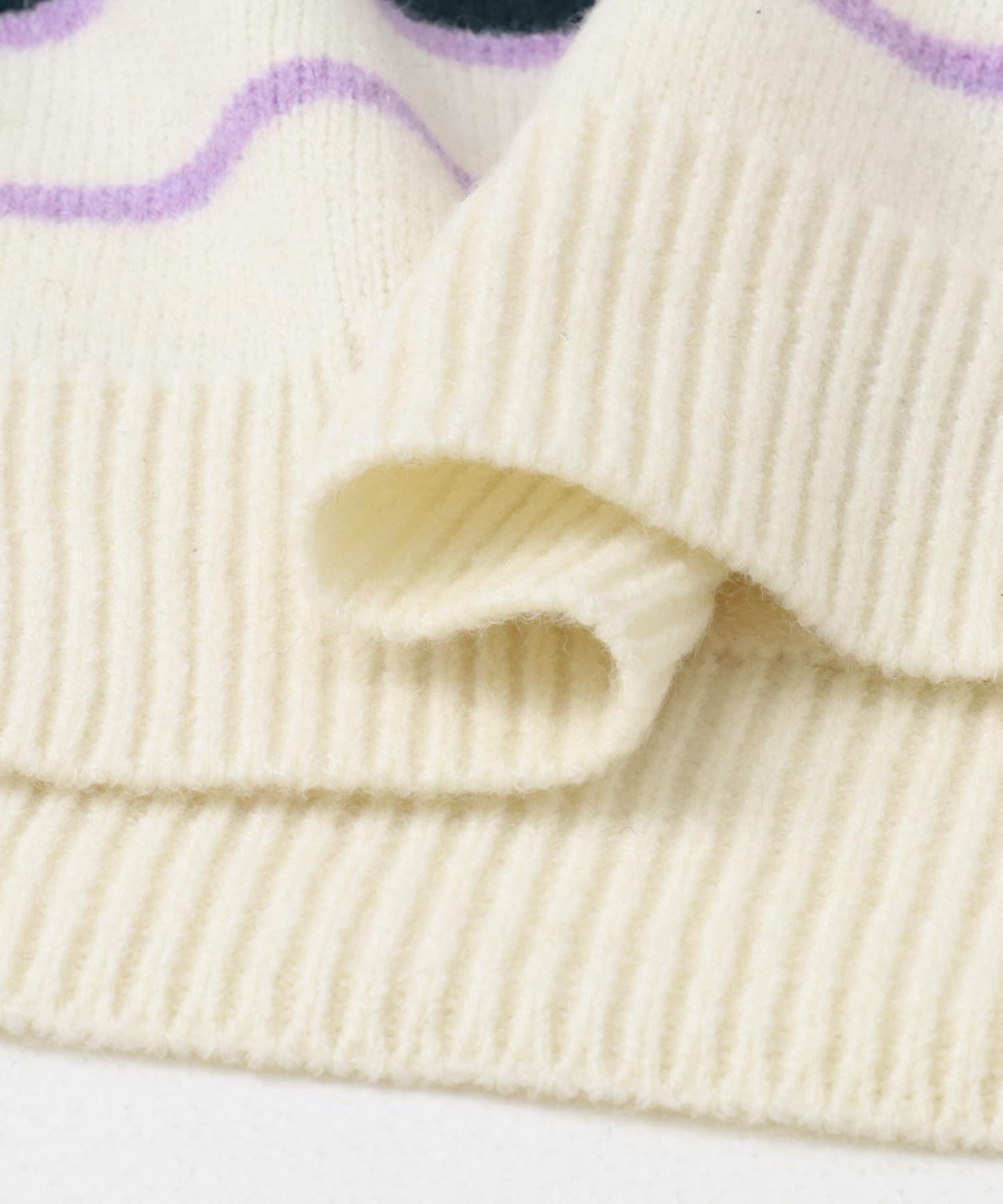 羊毛混紡條紋圓領針織衫