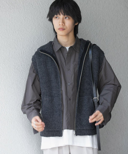 可水洗毛絨連帽背心