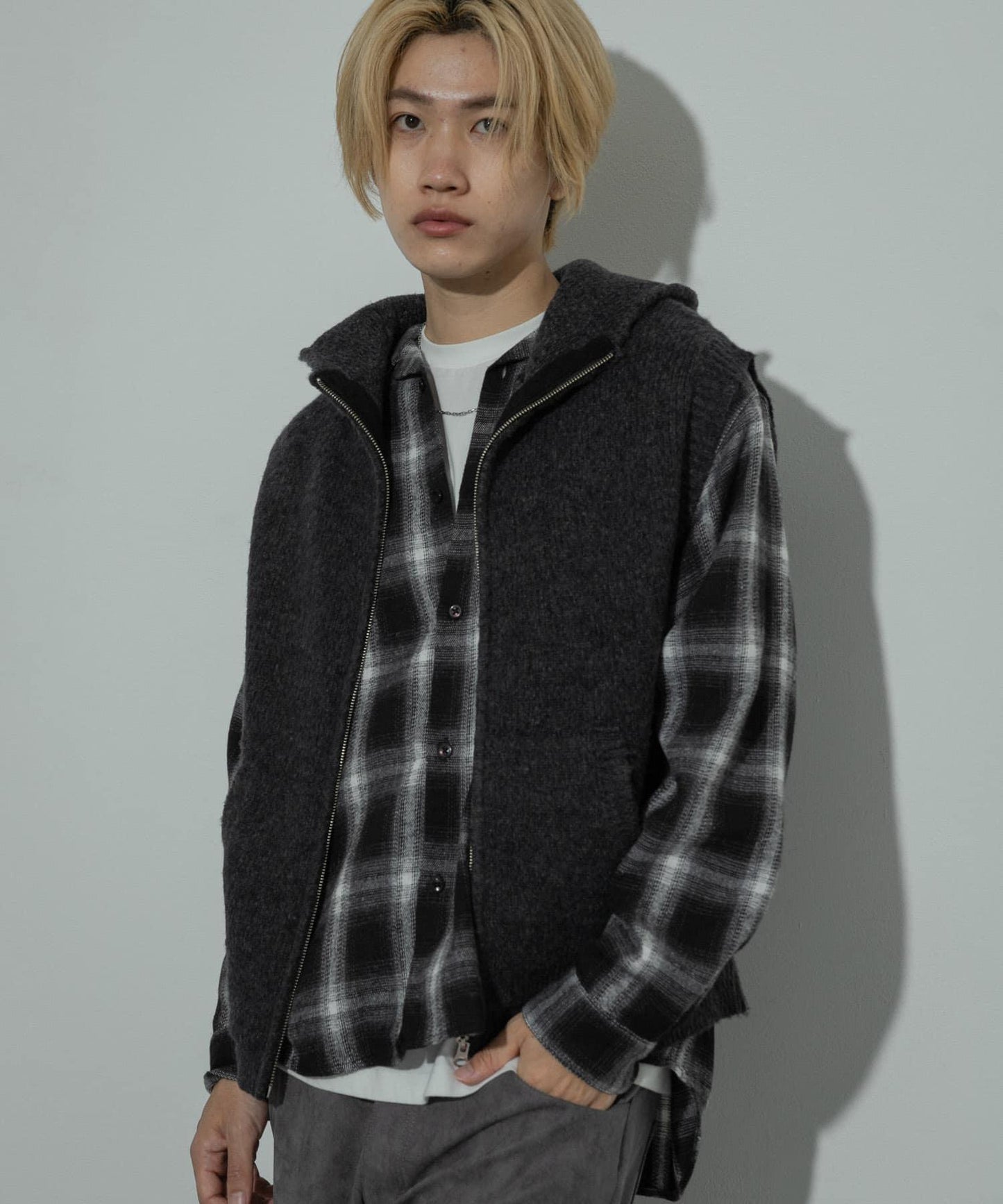 可水洗毛絨連帽背心