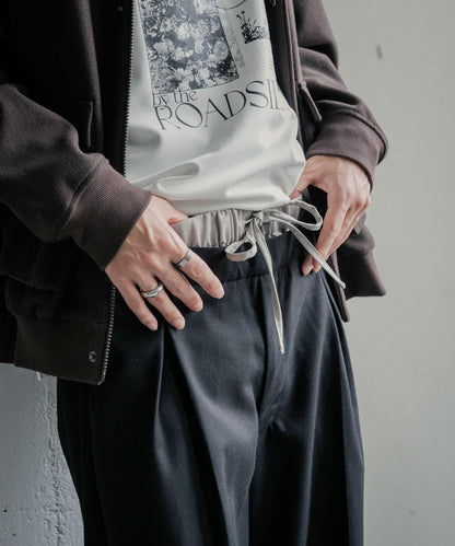 羊毛感假兩件西裝褲