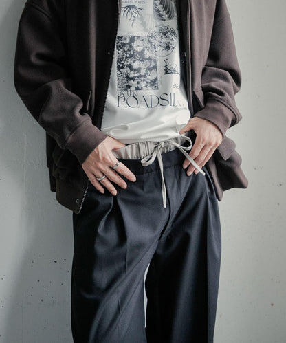 羊毛感假兩件西裝褲