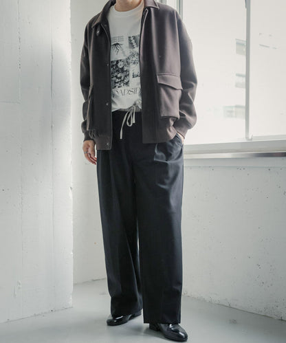 羊毛感假兩件西裝褲